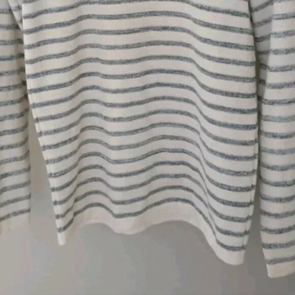 S.N.S. Herning 100% Virgin Wool Sweater Size Large Gray Cream Stripe Nautical - Picture 4 of 13